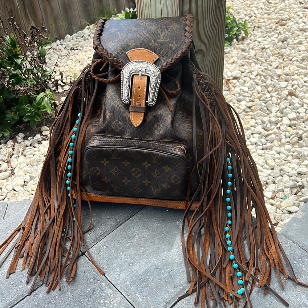 Louis Vuitton montsouris gm fringed and braided